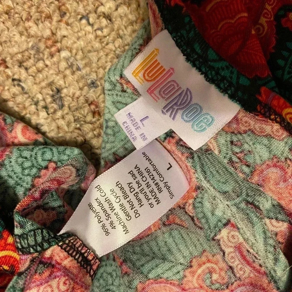 LuLaRoe Floral Stretchy Casual Hi low Blouse Women Size L
